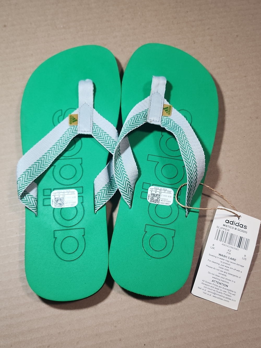 adidas Mistico M Green and White Flip Flop Sandals